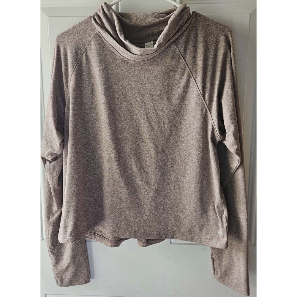 Marika Women’s Heather Brown Long‎ Sleeve Cowl Neck Active Top – Size XL